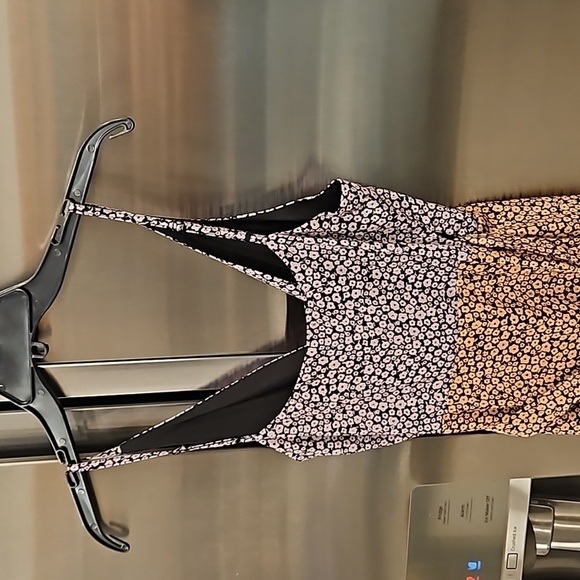 💕HUTCH Elma Cutaway High Low Wrap Dress Colorblocked Ditsy Floral Satin XXS NWT - Picture 13 of 16